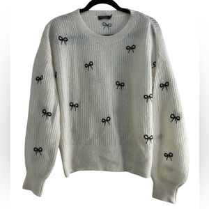 Vineyard Vines Bow Embellished Alpaca Blend Crewneck Sweater S/M Cozy NWT